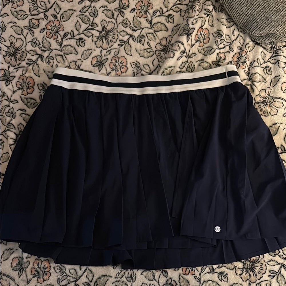 Navy Blue Pleated Skirt